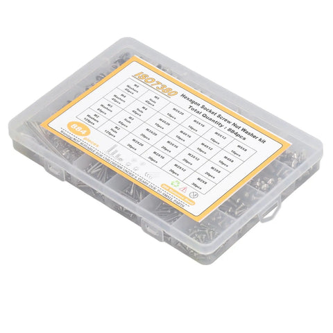 Massive 884 Piece Screw Nut Washer Wrench Kit in clear storage box