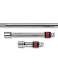 Three Piece One Quarter Inch Drive Locking Extension Set With Two Inch, Three Inch And Six Inch Extensions Ball Detent