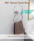 Polished Chrome 4 Piece Bathroom Hardware Set Stainless SUS304 Wall Mounted towel ring with 180-degree swivel function