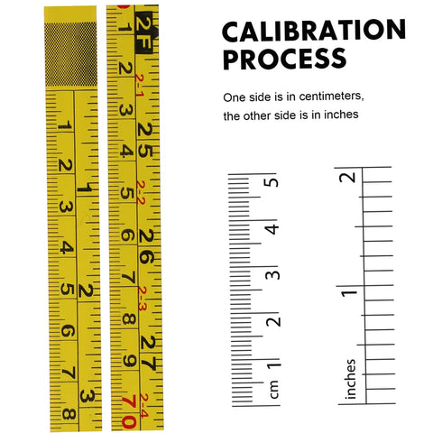 Peel And Stick Measuring Tape Ruler With Double Scale Metric And Imperial Marks Solid For Router Tables And Craft Tasks Clear Numbers showing calibration process