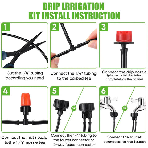 Installation guide for 656 Ft Drip Irrigation Kit With 1 Quarter Inch Tubing And 274 Accessories DIY Ready For Greenhouse