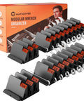 64 Piece Modular Wrench Organizer Set For Tool Drawers With Customizable Grid And Metric SAE Labeling, black