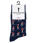 Funny Angry Golfer Socks Navy Blue For Men Size Ten To Thirteen One Pair Per Pack A Hilarious Golf Gift With Comfortable Cotton Blend And Durable Design For All Day Wear