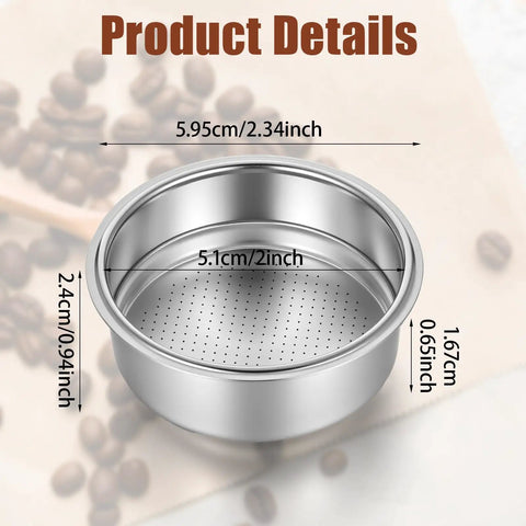 Two Pack 51mm Stainless Steel Espresso Filter Baskets For Portafilter Machines Pressurized Cup Filters For 1 Or 2 Cup Brews