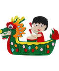 DIY Non Woven Dragon Boat Craft Kit For Girls Drummer Toy Making Project with child figure and dragon design