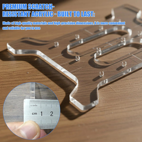 Premium Acrylic Cabinet Handle Template with scratch-resistant edge, shown with size detail, ideal for precise hardware installation