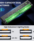 Ultra Bright 5000 Lumen Bike Front Light And Taillight Combo with digital power display showing battery modes