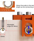 Side view of Three In One Doweling Jig Kit With Self Centering Drill Guide and Extra Drilling Sleeve on wood