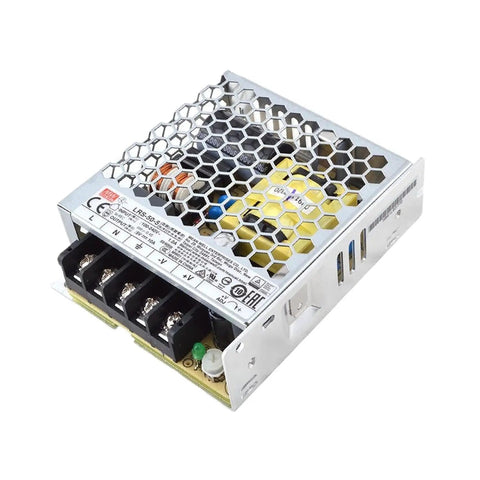 Zero Drama 5V 10A 50W Switching Power Supply, Din rail mounted metal housing with honeycomb design.