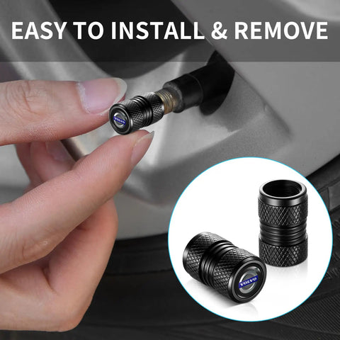 Universal Tire Valve Stem Caps Four Pack Aluminum Alloy Corrosion Resistant Easy Install for Cars Trucks SUVs Motorcycles Bicycles