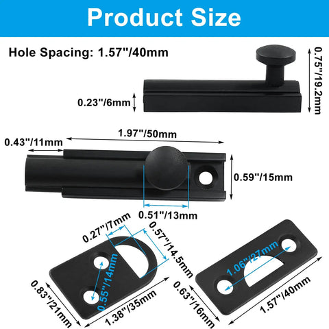 Hella Secure Two Inch Solid Brass Surface Bolt With Matte Black Finish And Built Tough French Door Slide Latch Lock For Heavy Duty Home Security Zero Hassle Installation Plus Mounting Screws For Quick Setup On Any Gate
