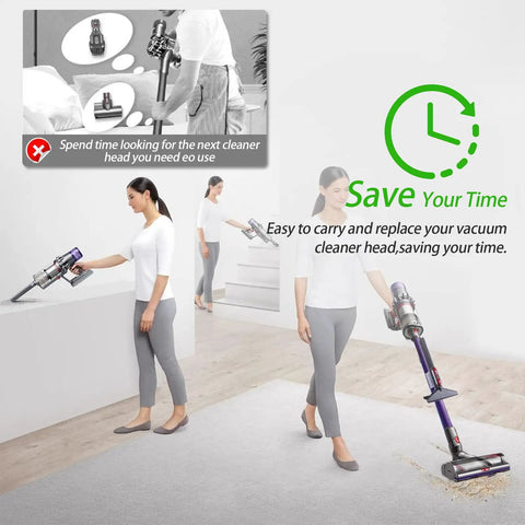 Accessory Holder Attachment Clip For V11 V10 V8 V7 Cordless Vacuum Cleaners Pack Of 2 Transparent Dual Head Clip in use