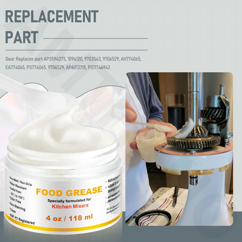 Worm Gear Kit For 5Qt And 6Qt Stand Mixers Replacing 9706529 9709511 9703337 9709231 Includes 4 Oz Food Grade Grease