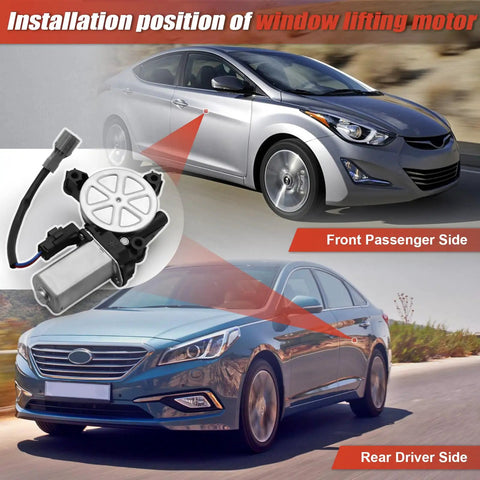 Rock Solid Power Window Lift Motor Sweet Deal Fit For 2011 To 2016 Hyundai Elantra installation guide for front passenger and rear driver side.