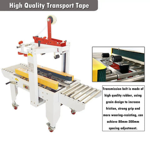 Intsumai Auto Tape Case Sealer Box Carton Packing Machine Adjustable Width Height 3.15 To 11.8 Inches Continuous Tape Dispenser with rubber belt.