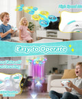 Kids enjoying One Touch Takeoff RC Drone For Kids 6 And Up With Remote, 360 Degree Flip, High Speed Mode, with joyful expressions indoors