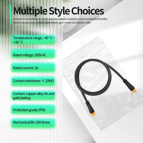 Waterproof Ebike Extension Cable 5 Pin Male To Female Signal Line For Electric Bicycle Hub Motor And Mid Drive Conversion Kits Includes Throttle PAS Display Light Shift Sensor IP66 80cm
