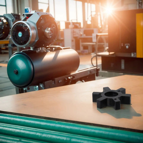Top Tier L110 Flexible Rubber Spider Insert For L Jaw Coupling With Superior Vibration Damping And Tough Ureane Construction Made To Fit Lovejoy And Woods Industrial Systems Perfectly on a work table.