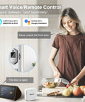 Keyless Front Door Lock With Fingerprint And Touchscreen Keypad, App Control, Auto Lock, And One Touch Locking shown with smart home setup.