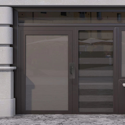 Exterior view of sliding door with 304 Stainless Steel Push Pull Door Handle With Screws For Fireproof Passages, size 11.81x3.93 inches