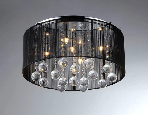Black Jasmine Crystal Chandelier 5 Light Indoor Ceiling Fixture With Chrome Finish Metal And Crystal Pendant Light ETL Listed