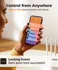 Person holding smartphone showing app notification, controlling Home Key Smart Lock For Front Door, HomeKit Compatible Fingerprint Keypad Deadbolt With Built In WiFi, Remote App Access, Auto Lock, Alexa Compatible, Matte Black