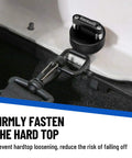No Sweat Quick Swap Hard Top Fastener Thumb Screws With Reinforced Nut Plates For Ford Bronco Jeep Wrangler Gladiator in use.