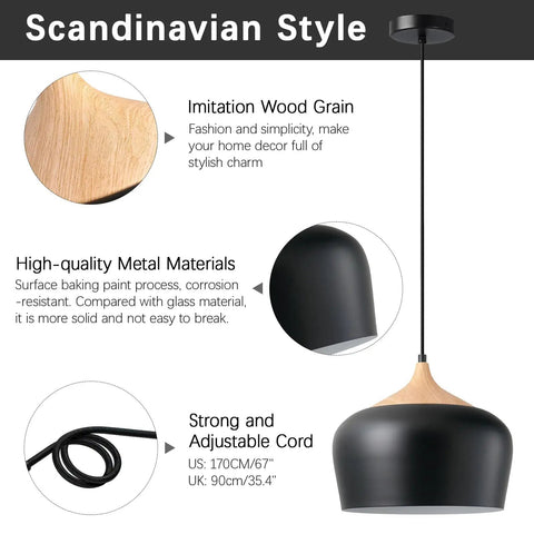 Dope Adjustable Industrial Pendant Light For Kitchen Island Overhangs Black Metal Shade 11.8 Inches Modern Hanging Light
