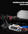 Beefed Up High Performance Brushless Motor And 80 Amp ESC Combo for RC Crawlers installed in vehicle, showing components clearly.