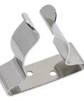 Seachoice spring clamps, 2-pack, polished stainless steel, 1–1.75 in, mounted on a base plate