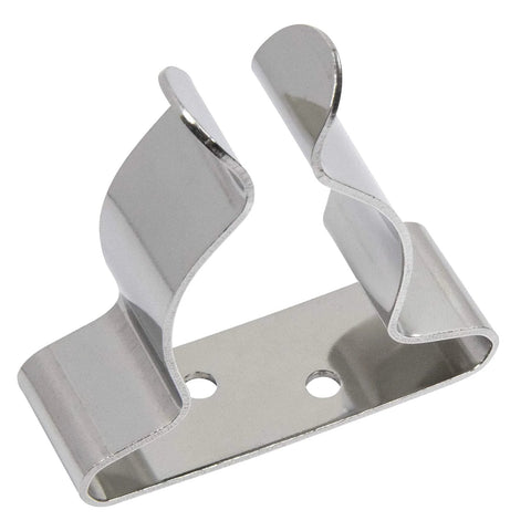 Seachoice spring clamps, 2-pack, polished stainless steel, 1–1.75 in, mounted on a base plate