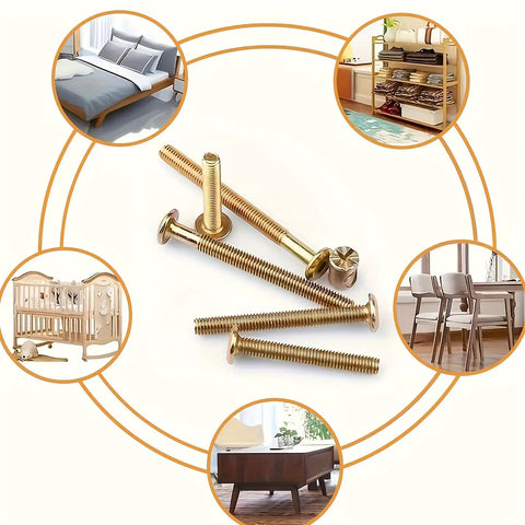 Heavy Duty Furniture Bolts And Barrel Nuts Kit With Storage Case 25 Sets 50 Pieces M6x40 M6x50 M6x60 M6x70 M6x80 Sizes for furniture assembly
