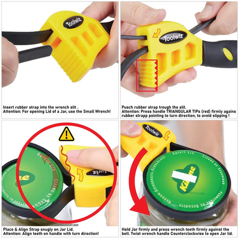 Rubber Strap Wrench Set 2 Pack For Pipes Up To 6 Inches And 4 Inches Non Slip Jar Opener with ergonomic tips.