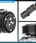 Straight Up Replacement AC Air Conditioning Compressor With Clutch Kit For Dodge Dakota Durango Ram 1500 2500 3500 Pickup Truck Rig showing pulley and connector details.