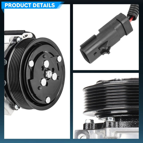 Straight Up Replacement AC Air Conditioning Compressor With Clutch Kit For Dodge Dakota Durango Ram 1500 2500 3500 Pickup Truck Rig showing pulley and connector details.