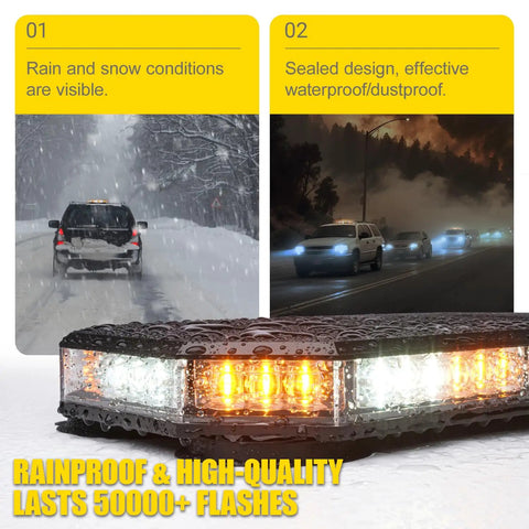 Slick 42 Led Roof Top Strobe Beacon Light Bar Brings The Heat Heavy Duty Emergency Warning Flasher Plug And Play Controller Total Knockout For Tow Trucks Snowplows Construction Vehicles Amber White