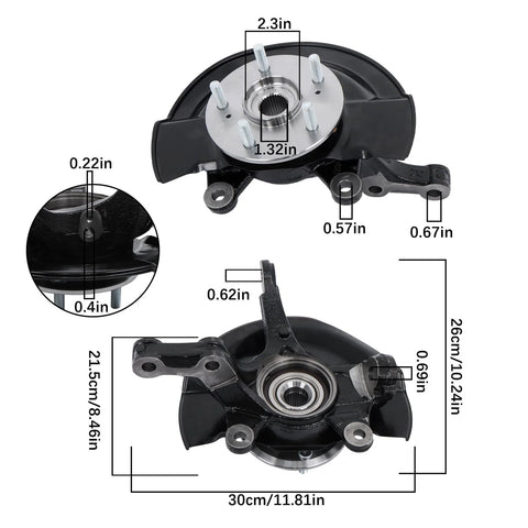 Front Passenger Side Steering Knuckle And Wheel Hub Bearing Replacement For Honda CRV 2007 2008 2009 With Heavy Duty Fit Direct Bolt On