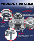 Rear Wheel Bearing And Hub Assembly For 4WD And AWD Vehicles Compatible With 2007-2008 Dodge Caliber And 2007-2017 Jeep Compass Patriot 5 Lug Rear Axle Reference 512333 showing bearings, splines, and studs close-up