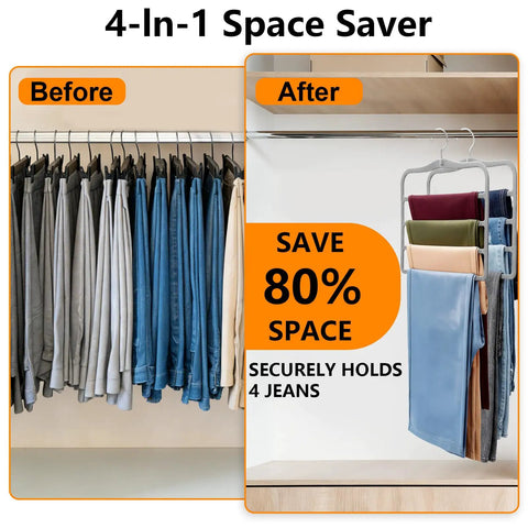 Slick Pants Hangers Space Saving Two Pack Multi Tier Closet Organizers Grey Heavy Duty Wardrobe Game Changer Compact Vertical Rack For Small Spaces Ultimate Closet Flex Setup