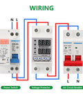 Wiring diagram showing Heavy Duty Adjustable Digital Voltage Protector For AC 120v Single Phase Circuits With Over Under Relay 63a.