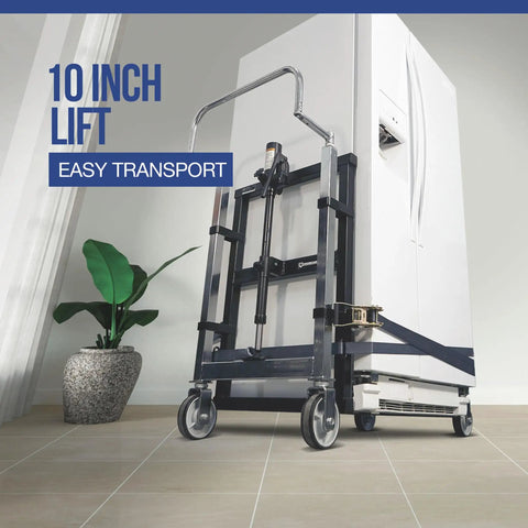 Heavy Duty Hydraulic Furniture Movers Set With Six Inch Polyurethane Wheels That Roll Like Butter And Protect Floors Rated For Three Thousand Nine Hundred Sixty Pounds With Snappy Ten Inch Power Lift And Tough Low Profile Toe Plates