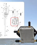 Mercury Outboard Fuel Pump Replacement For 30 HP 40 HP 50 HP And 60 HP Engines 899106T01 front view with diagram