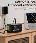 Portable Power Station 120W Peak 220W 88Wh Solar Generator Lithium Battery Power Bank charging a device on a table.