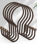 Bronze Double Hook Shower Curtain Hooks Rust Proof Metal Smooth Glide For Easy Curtain Movement And Balanced Hanging On Shower Rod