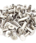Heavy Duty Chicago Screws Assortment Kit With 304 Stainless Steel Binding Posts and Book Fasteners for Rock Solid Leather Crafting showing assorted binding posts.