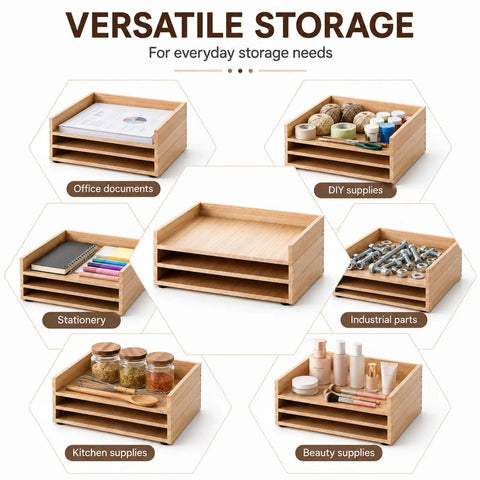 3 Pack Stackable Wood Letter Trays For A4 Paper Documents Mail Files Folders And Receipts Office Desk Organization Perfect