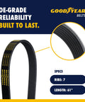 Badass 7 Rib Serpentine Belt With 61 Inch Length And Multi Groove Pattern For Heavy Duty Engine Drive Reliable Replacement Compatible With Lexus Es Gs Is Rx Series Built Tight For Smooth Driving Flows.