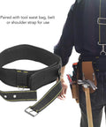 Heavy Duty Adjustable Tool Belt With Quick Release Buckle And Roomy Pouches Crafted From Tough 1200D Oxford Cloth for tools, showing buckle and strap.