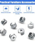 Built Tough 20 Pack 15X9.5MM Cam Lock Nuts For Furniture Fixes And Cabinet Assemblies Carbon Steel Nickel Plated close-up view