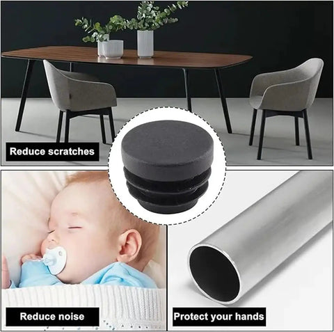Awesome 8-Piece Black Plastic End Cap Set With Round Blanking Plugs And Pipe Inserts For Chair Legs, Tubes, And Hydraulic Systems Including O-Ring Sizes From 10Mm To 60Mm Perfect For Sealing And Stopping Flow In Any Cool Setup Today on chair legs